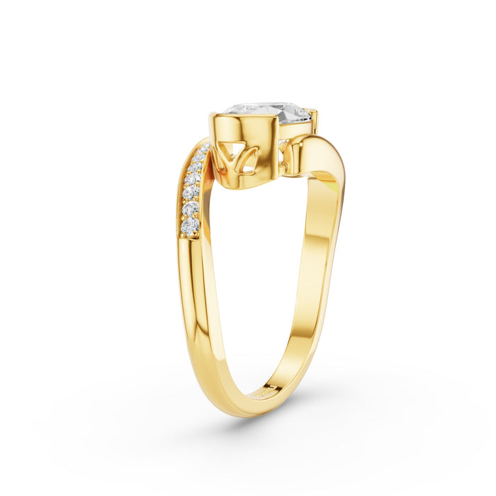 Oval Shaped Curved Half Pave Band Engagement Ring