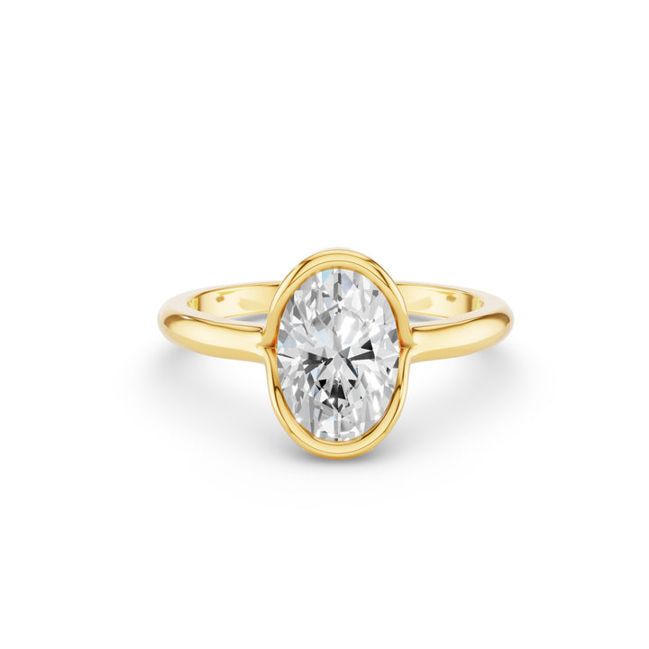 Oval Shaped Diamond Half Bezel Set Engagement Ring