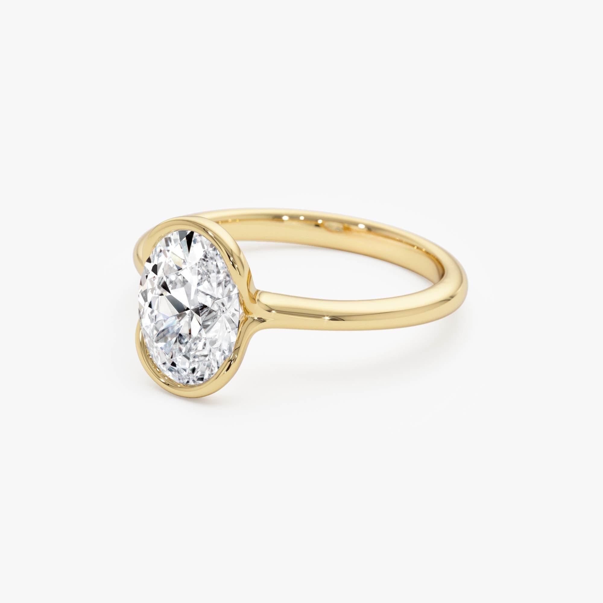 Oval Shaped Diamond Half Bezel Set Engagement Ring