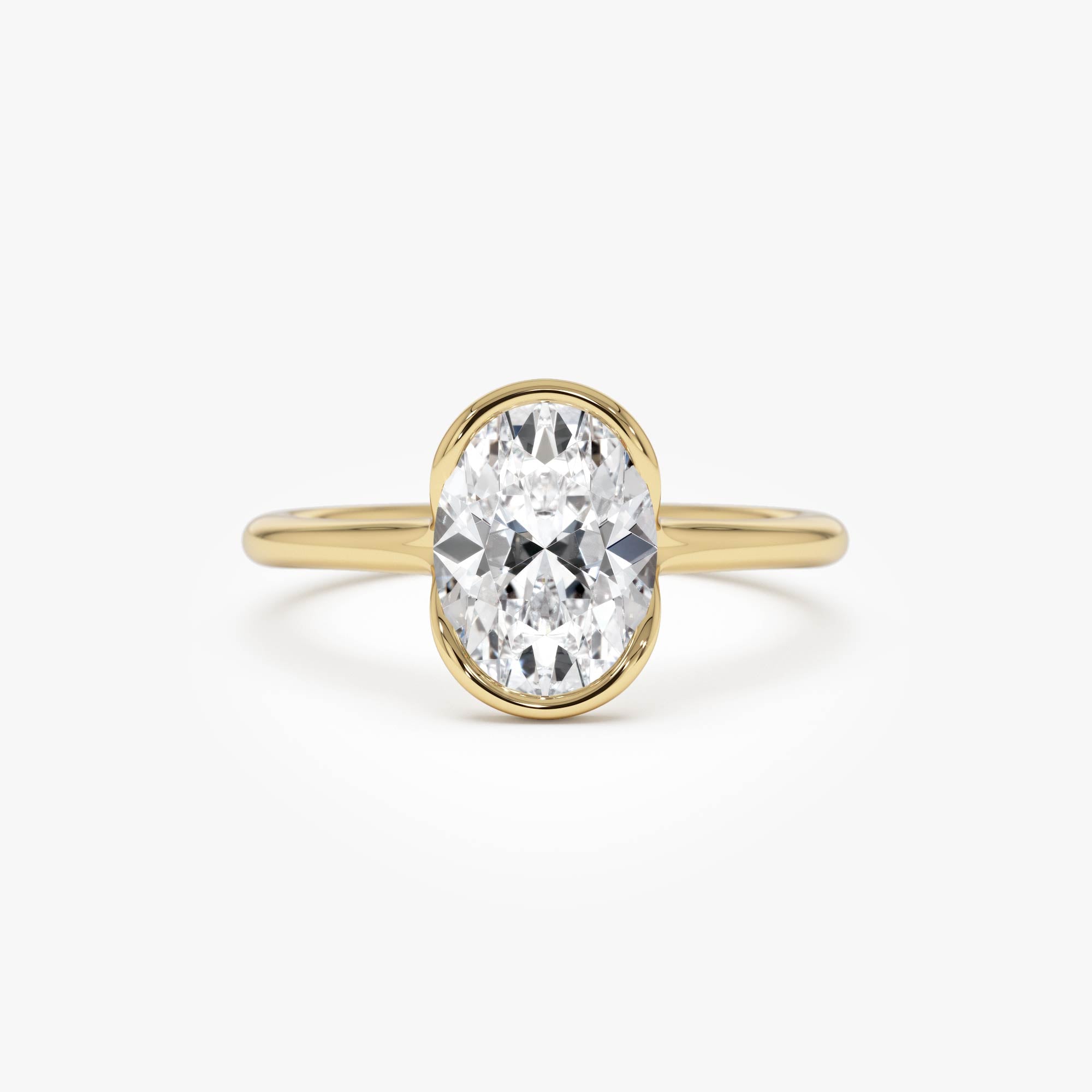 Oval Shaped Diamond Half Bezel Set Engagement Ring