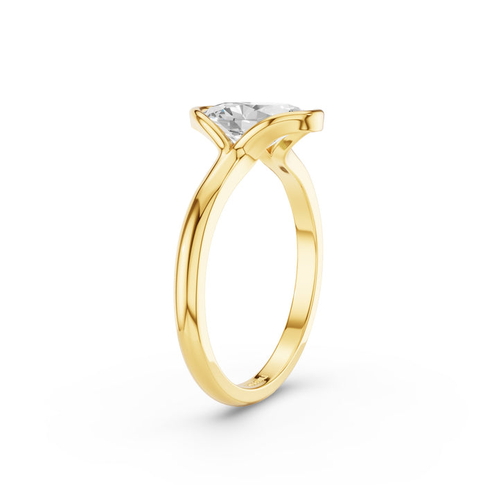 Oval Shaped Diamond Half Bezel Set Engagement Ring