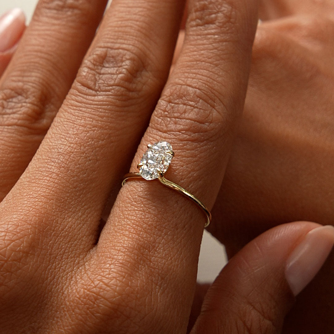 Oval Shaped Lab Grown Diamond Basket Solitaire Ring