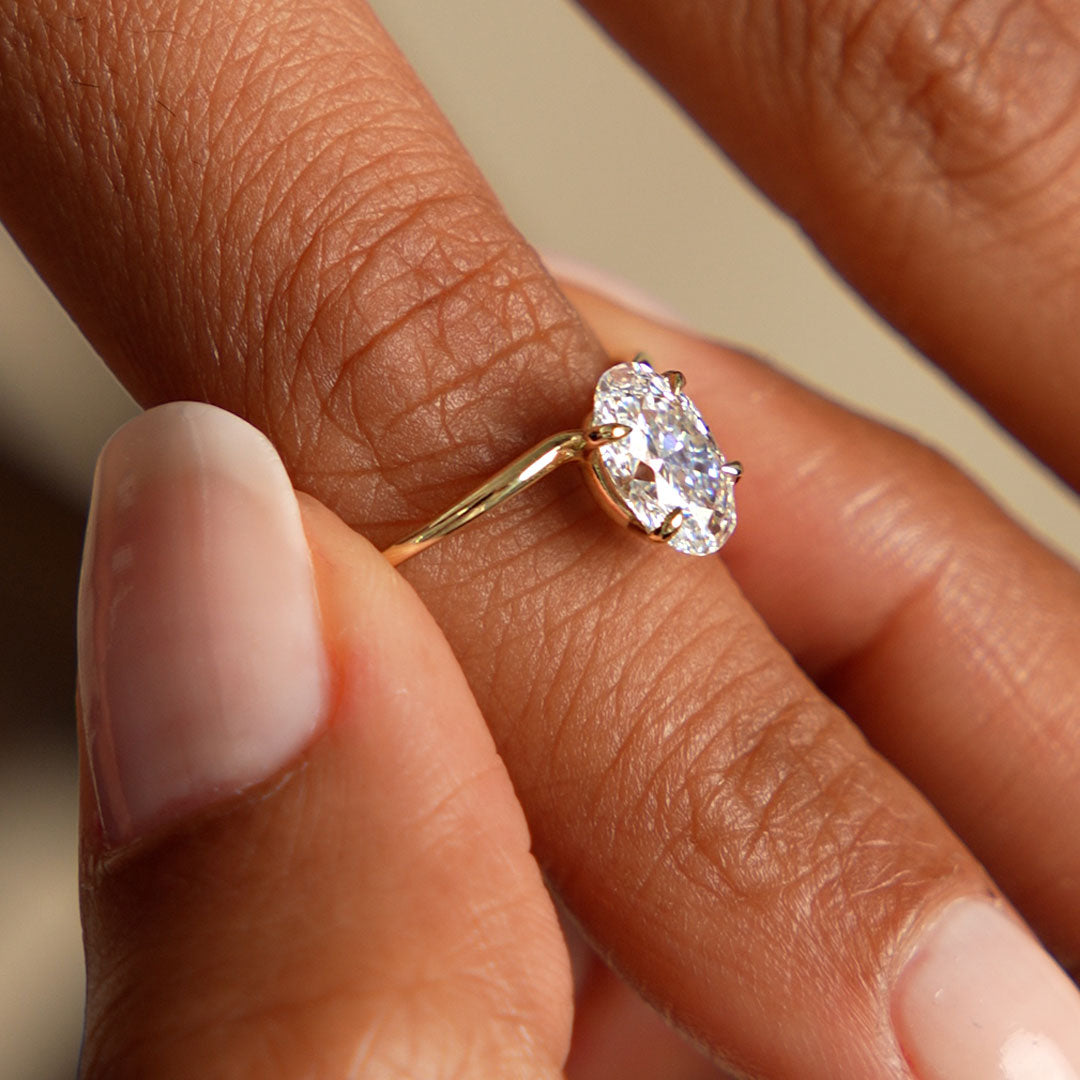 Oval Shaped Lab Grown Diamond Basket Solitaire Ring