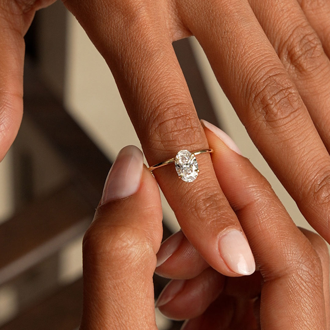 Oval Shaped Lab Grown Diamond Basket Solitaire Ring