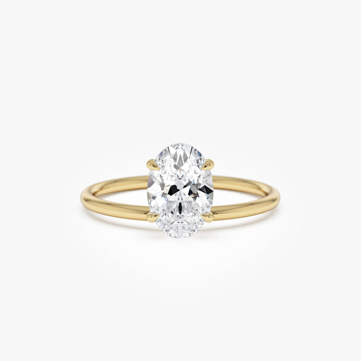 Oval Shaped Lab Grown Diamond Basket Solitaire Ring