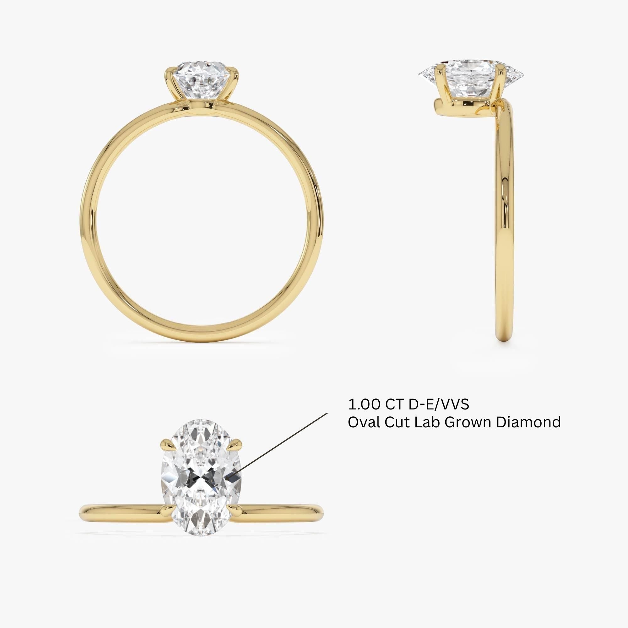 Oval Shaped Lab Grown Diamond Basket Solitaire Ring