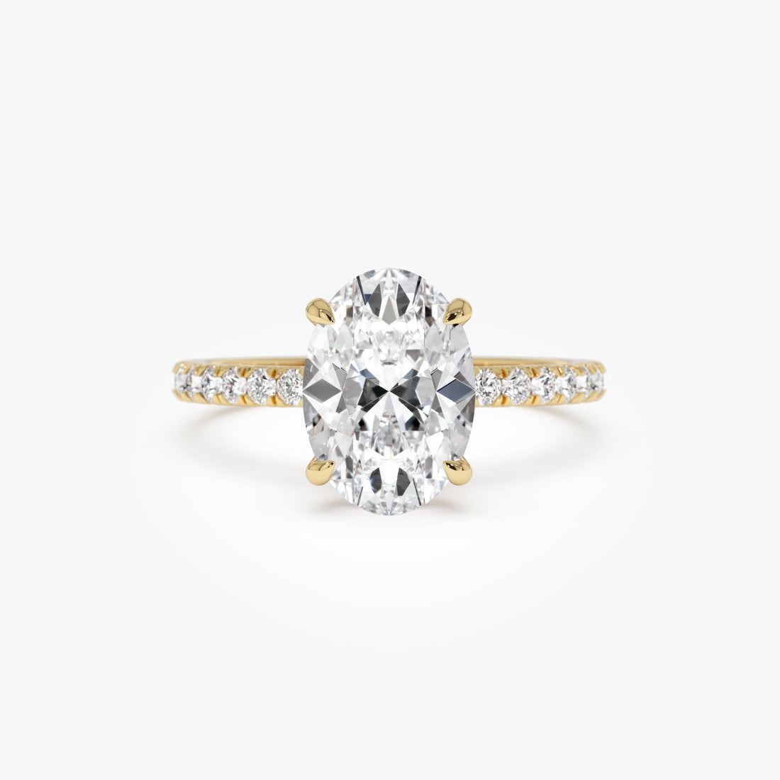 Oval Shaped Lab Grown Diamond Pave Setting with Hidden Halo