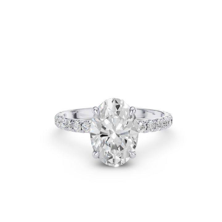 Oval Shaped Lab Grown Diamond Pavé Setting with Hidden Halo