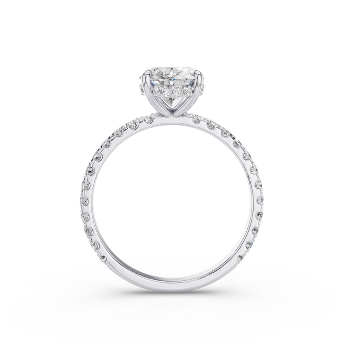 Oval Shaped Lab Grown Diamond Pave Setting with Hidden Halo
