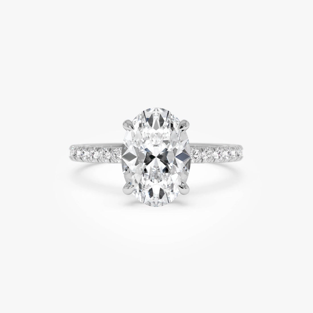 Oval Shaped Lab Grown Diamond Pave Setting with Hidden Halo