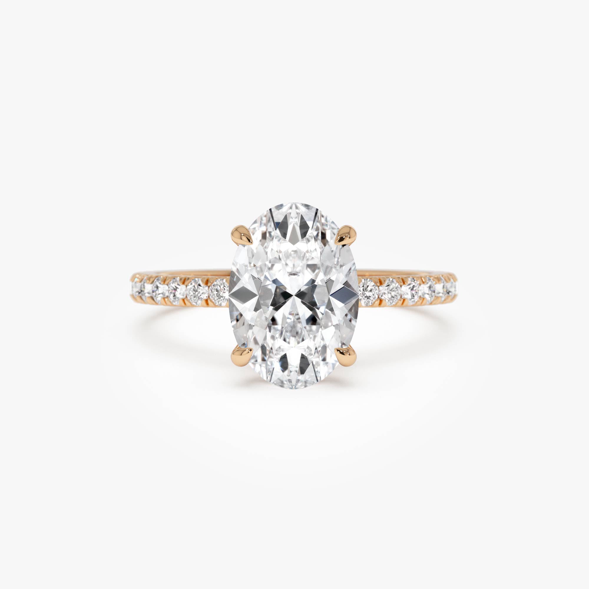 Oval Shaped Lab Grown Diamond Pave Setting with Hidden Halo