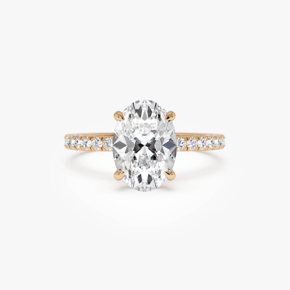 Oval Shaped Lab Grown Diamond Pave Setting with Hidden Halo