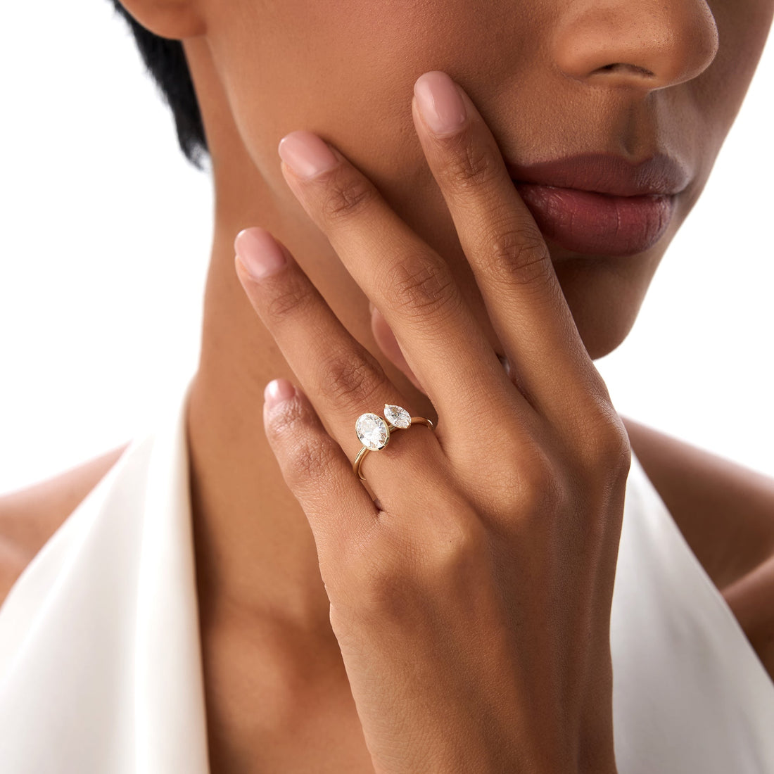 Oval Shaped Lab Grown Diamond Toi et Moi Ring