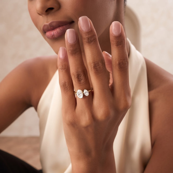 Oval Shaped Lab Grown Diamond Toi et Moi Ring