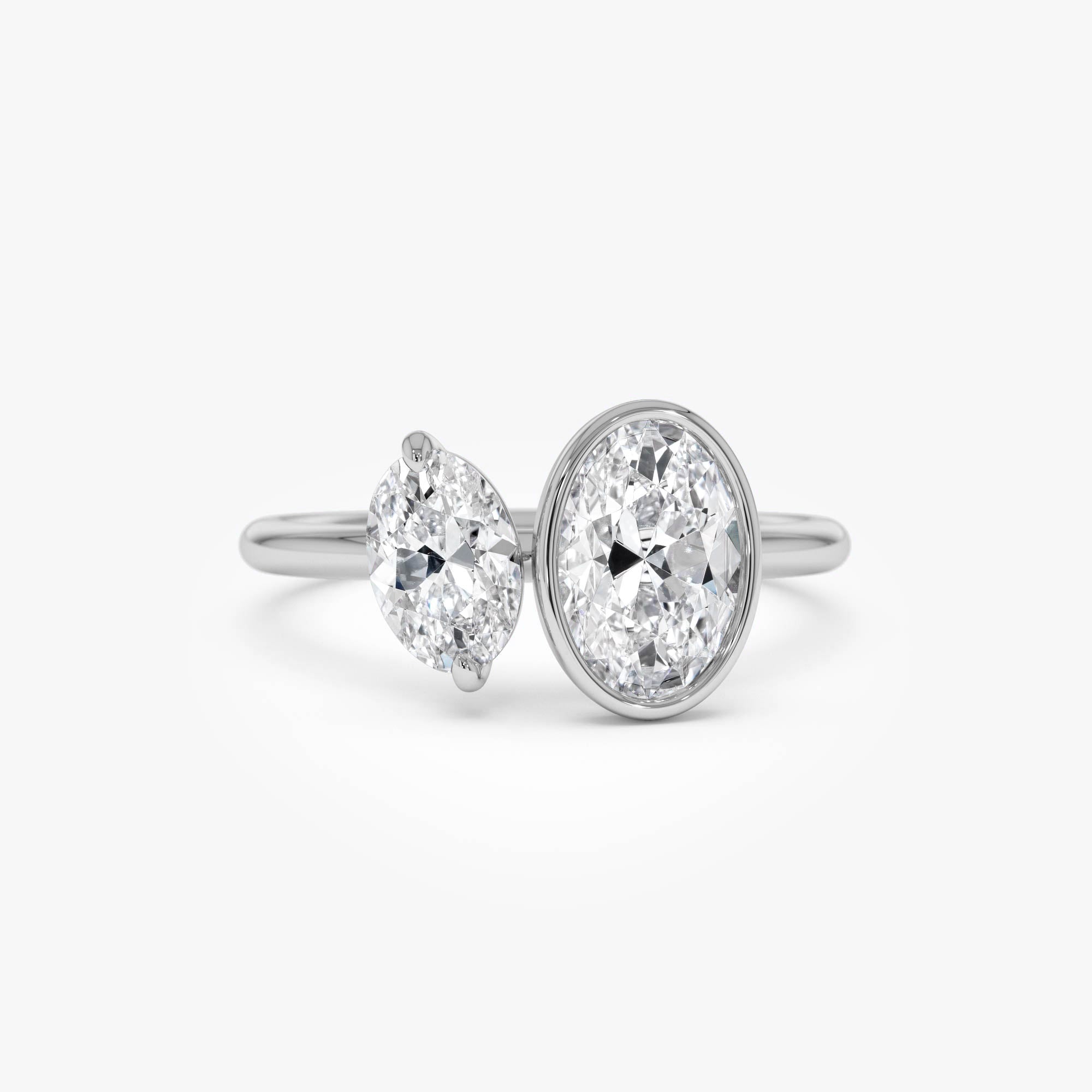 Oval Shaped Lab Grown Diamond Toi et Moi Ring