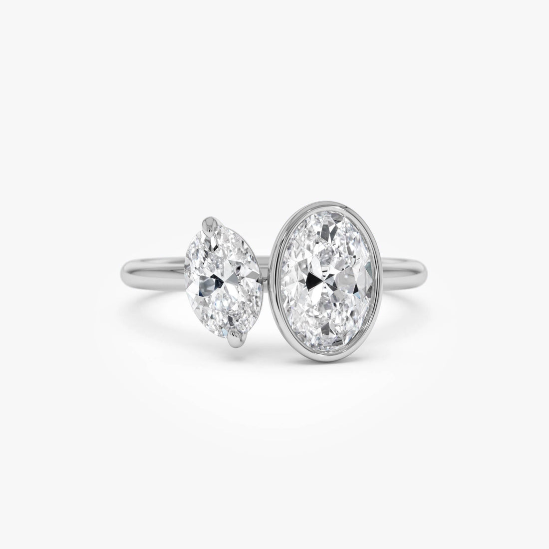Oval Shaped Lab Grown Diamond Toi et Moi Ring