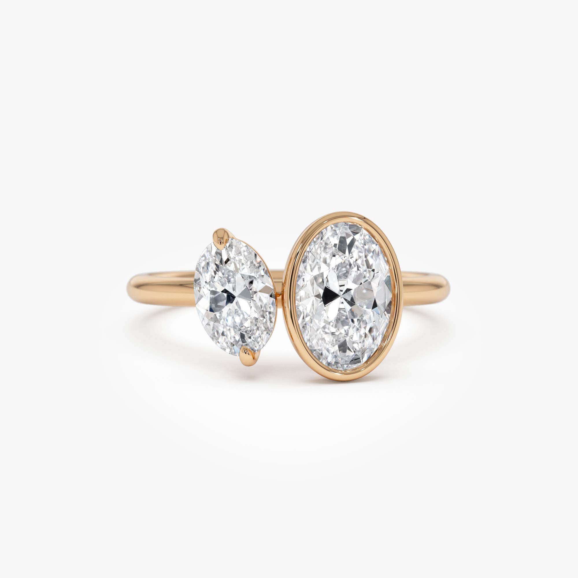 Oval Shaped Lab Grown Diamond Toi et Moi Ring