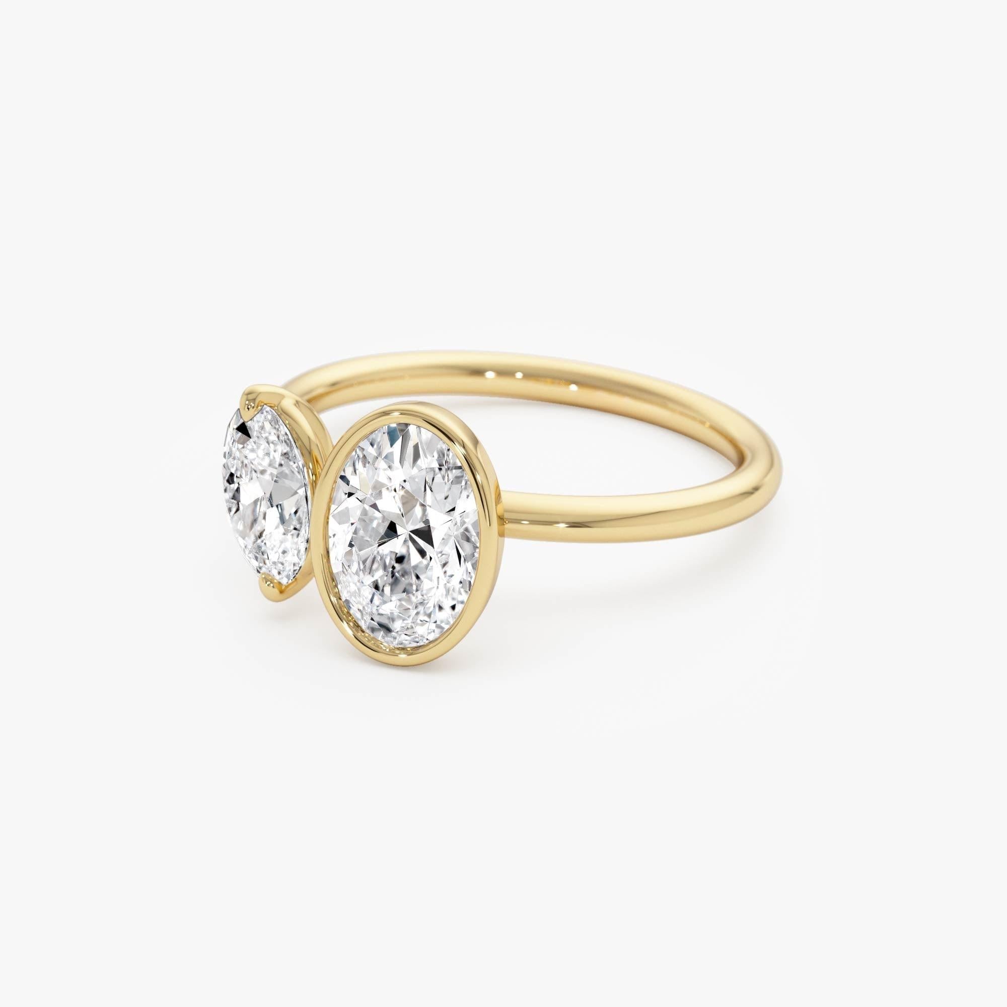 Oval Shaped Lab Grown Diamond Toi et Moi Ring