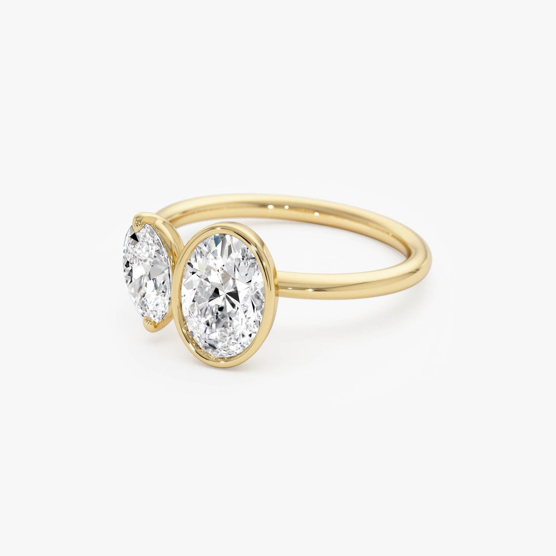 Oval Shaped Lab Grown Diamond Toi et Moi Ring