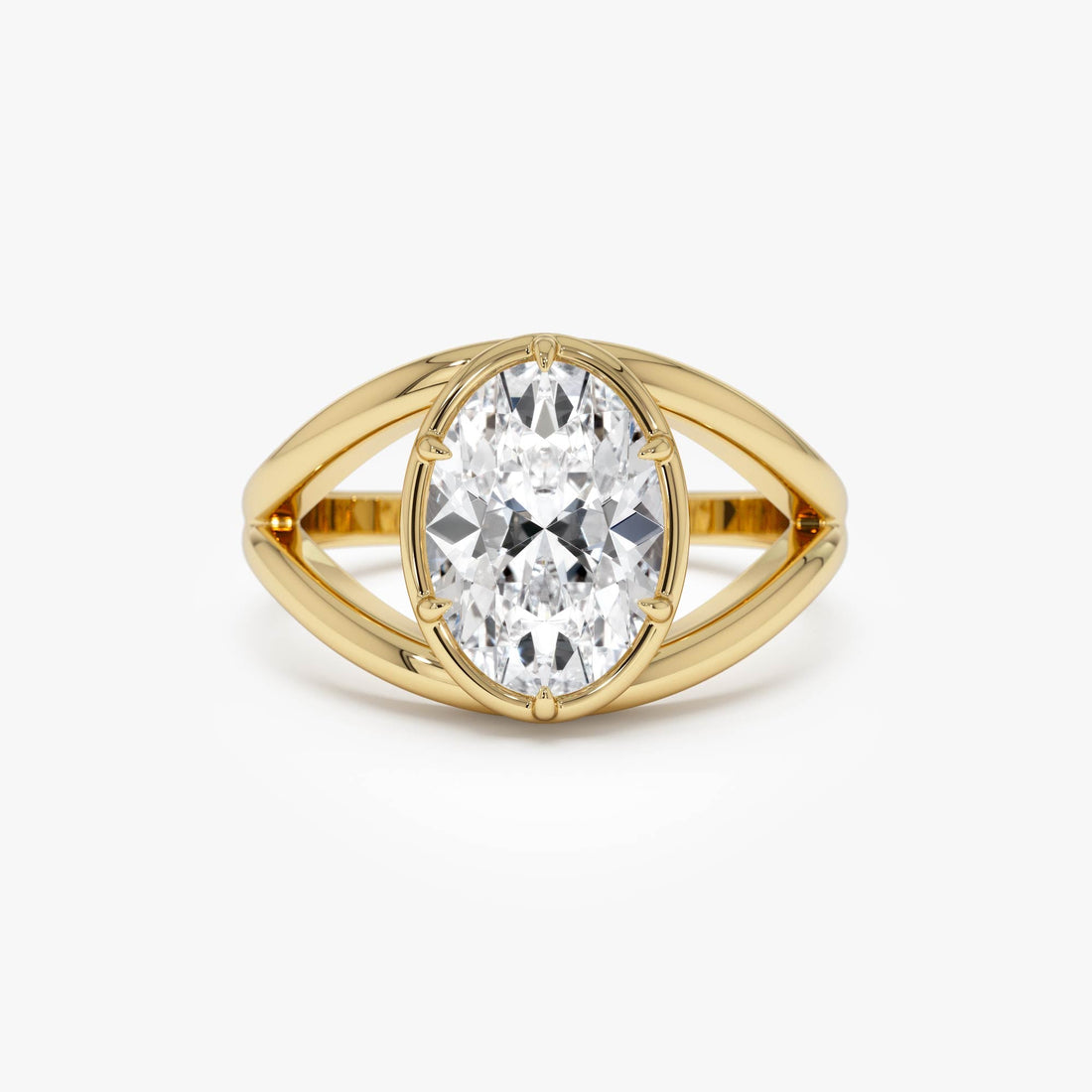 Oval Shaped Split Shank Lab Grown Diamond Engagement Ring