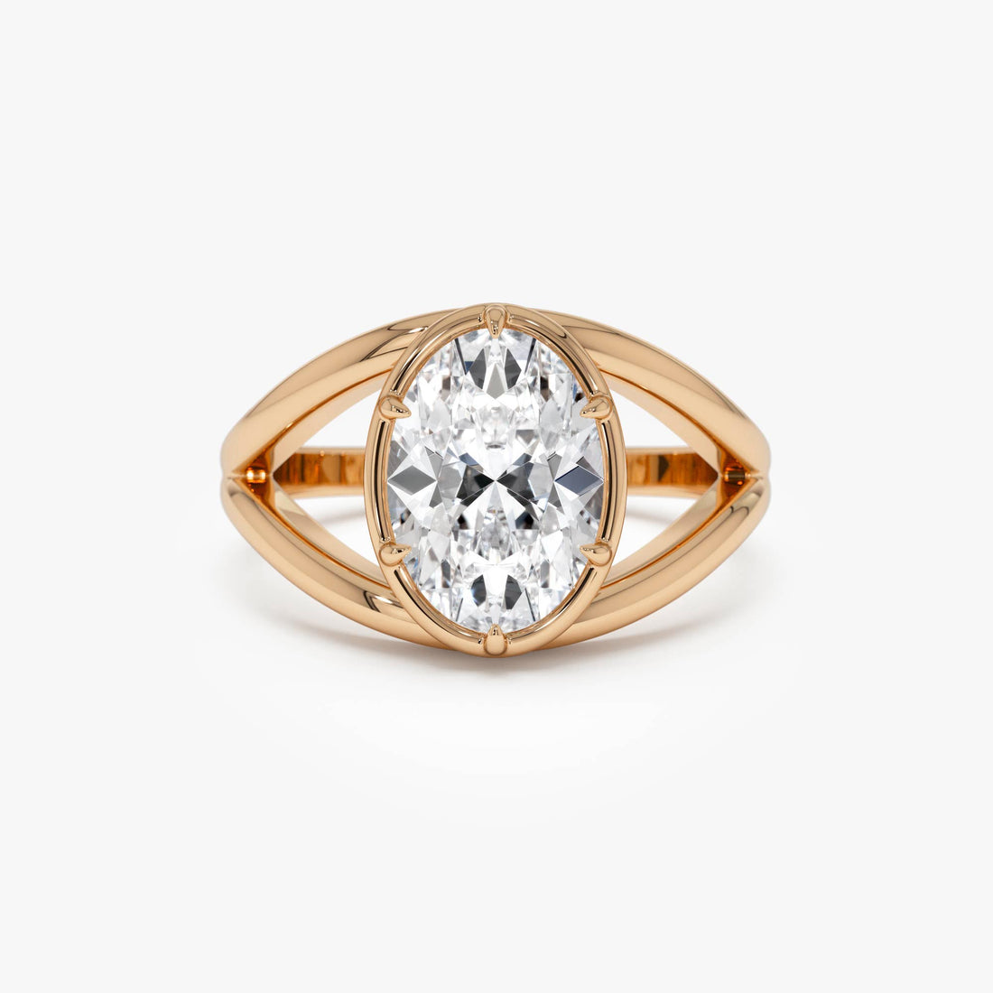 Oval Shaped Split Shank Lab Grown Diamond Engagement Ring
