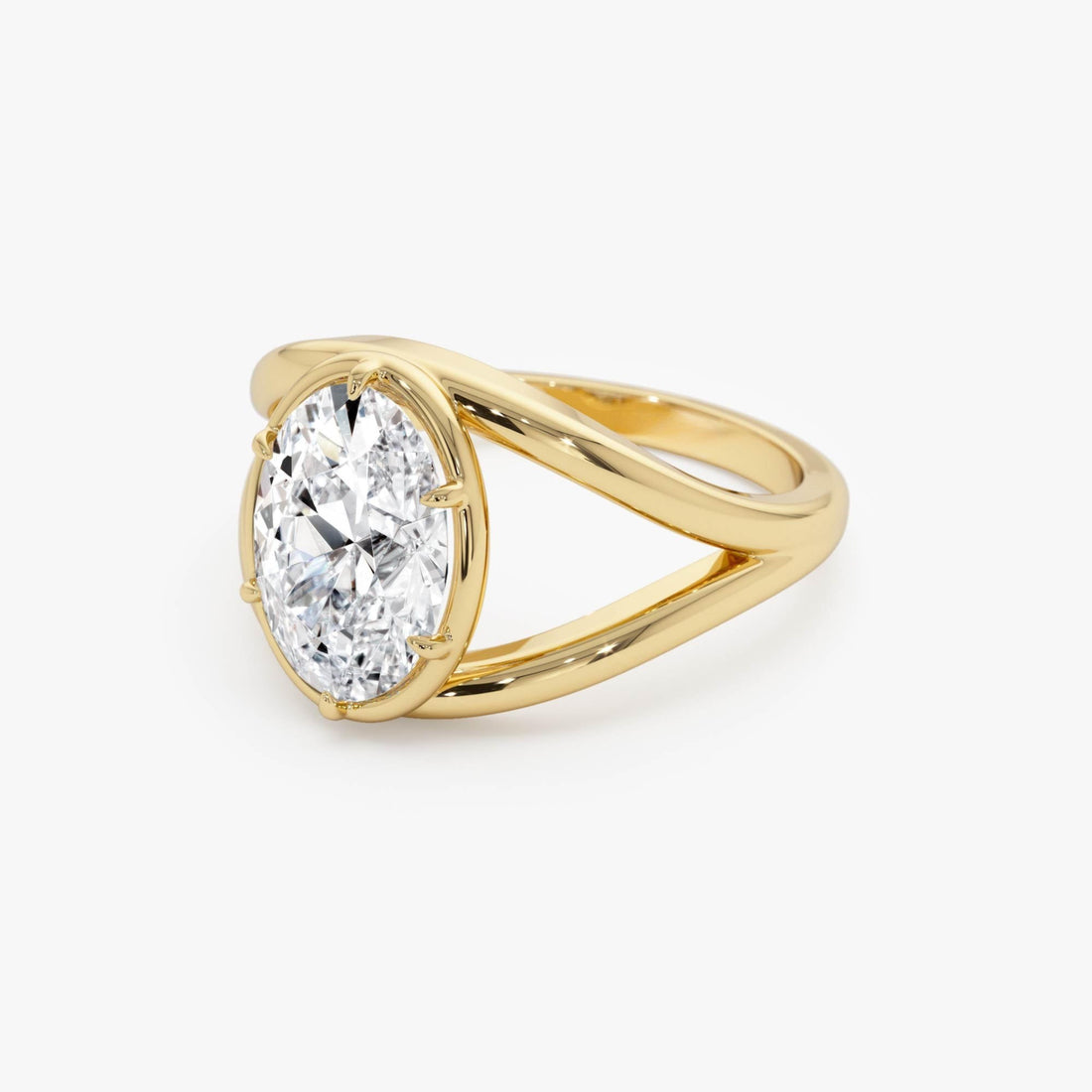Oval Shaped Split Shank Lab Grown Diamond Engagement Ring