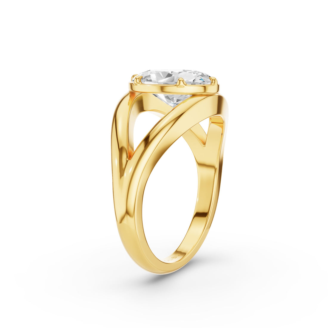 Oval Shaped Split Shank Lab Grown Diamond Engagement Ring