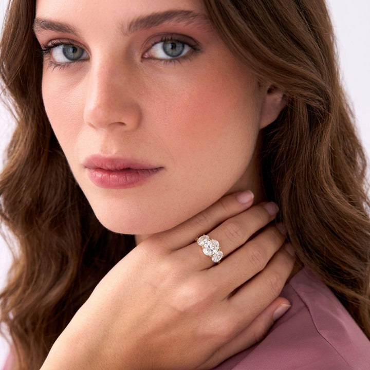 Oval Three Stone Diamond Engagement Ring