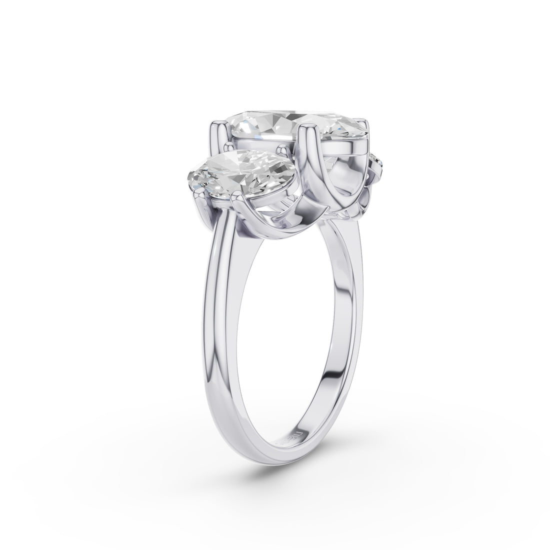 Oval Three Stone Diamond Engagement Ring