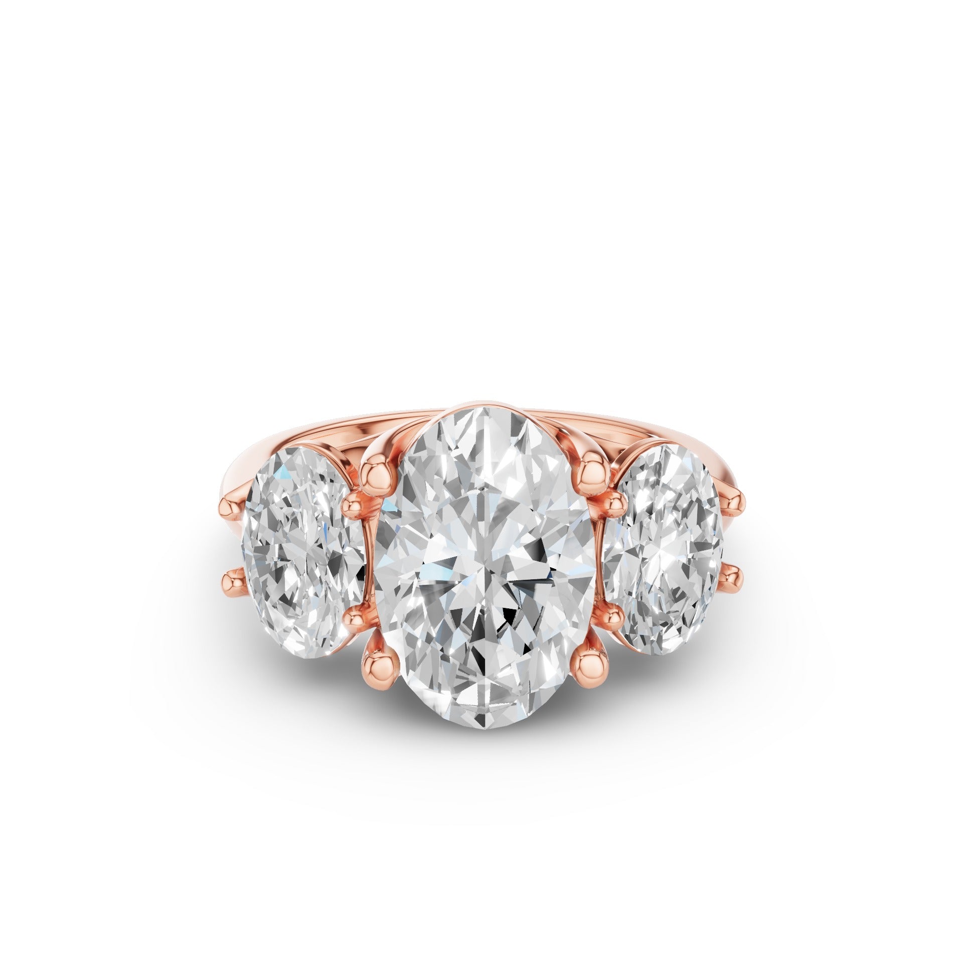 Oval Three Stone Diamond Engagement Ring
