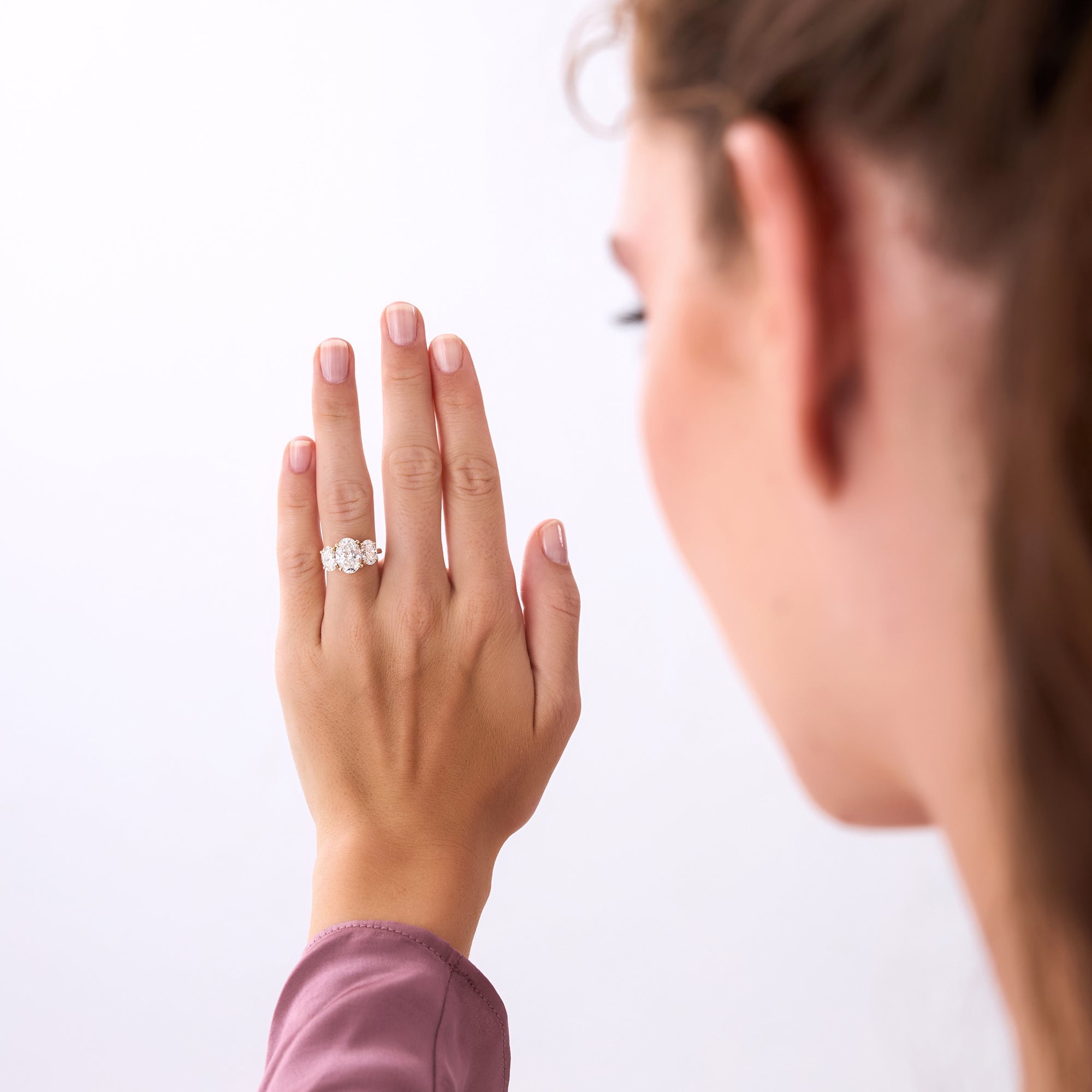 Oval Three Stone Diamond Engagement Ring