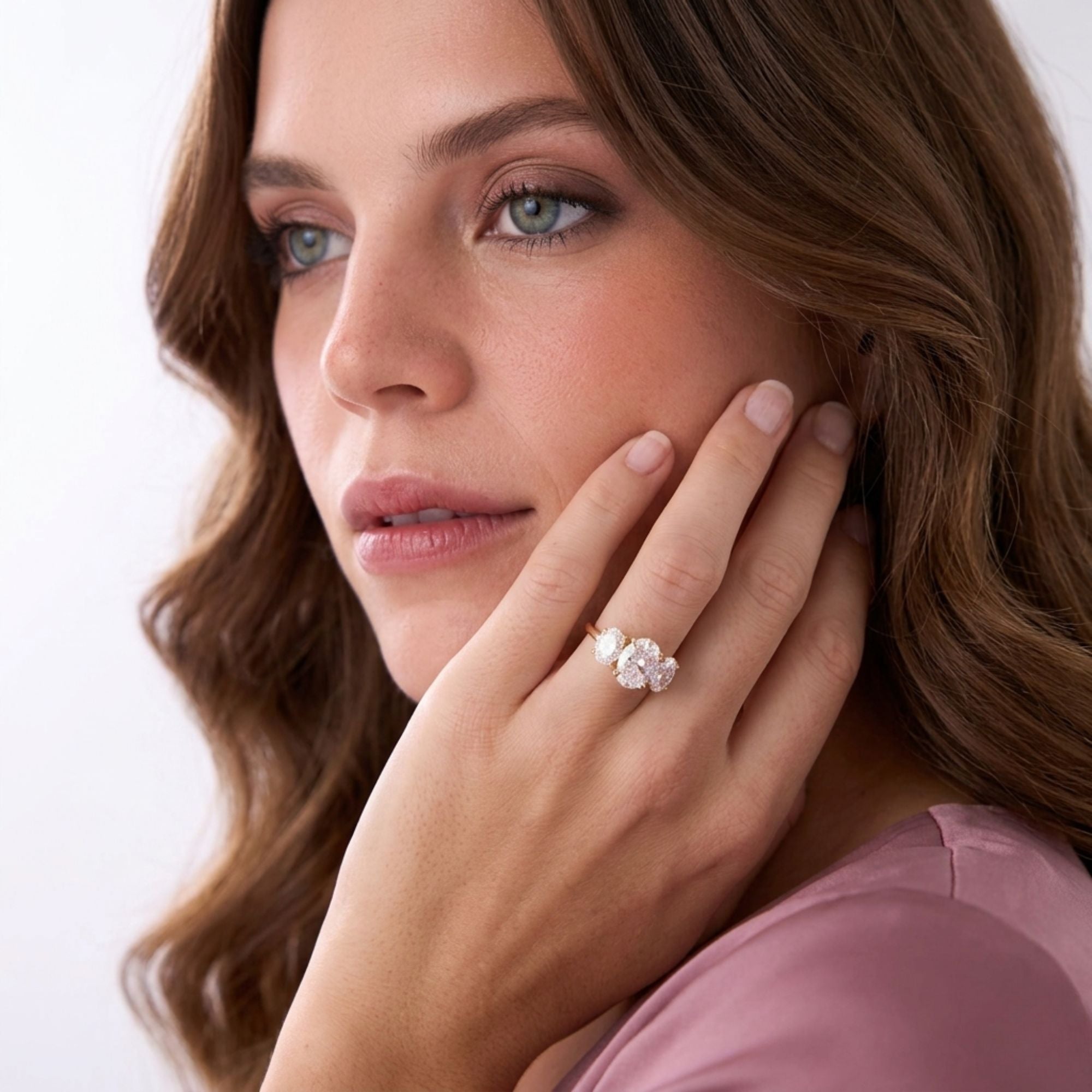 Oval Three Stone Diamond Engagement Ring