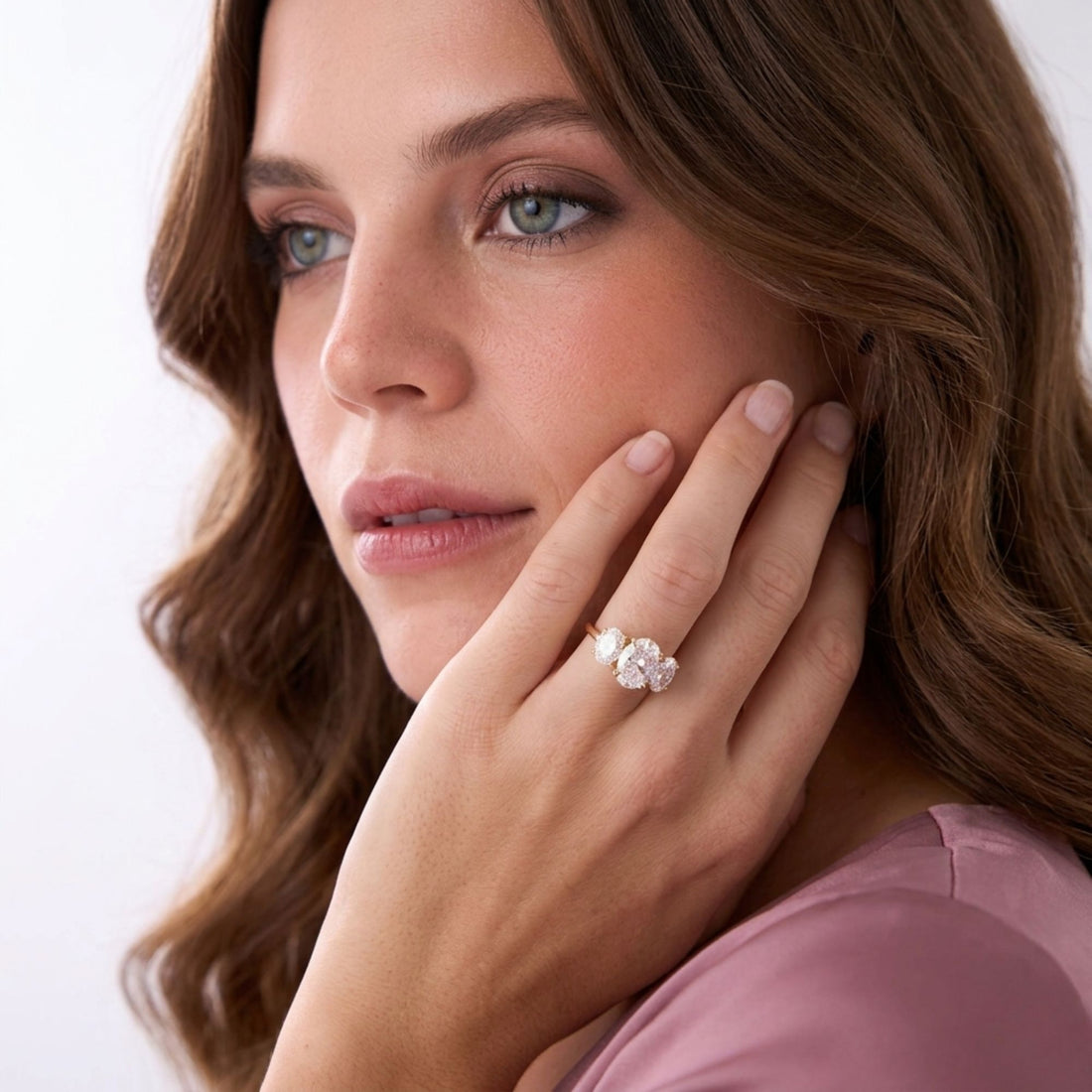 Oval Three Stone Diamond Engagement Ring