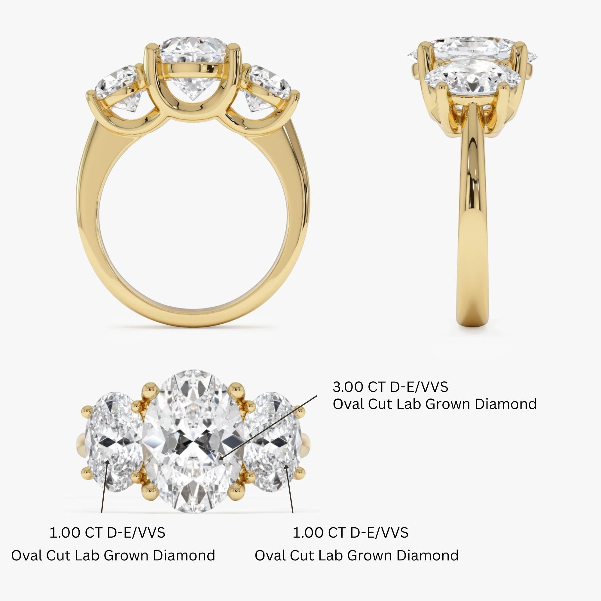Oval Three Stone Diamond Engagement Ring