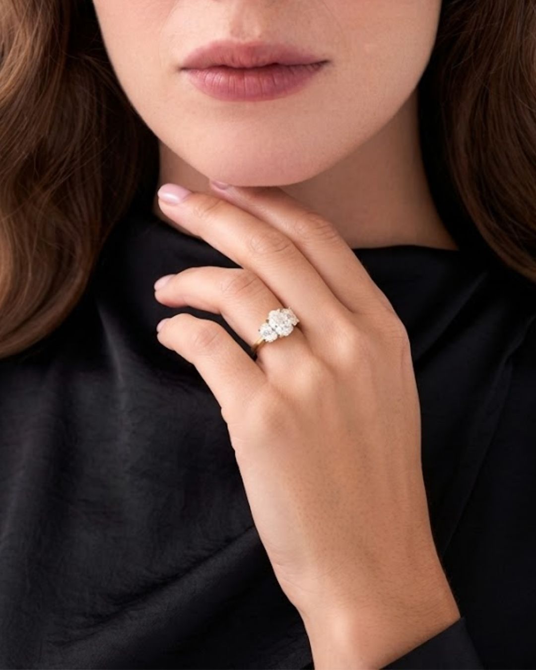 Oval Three Stone Diamond Engagement Ring
