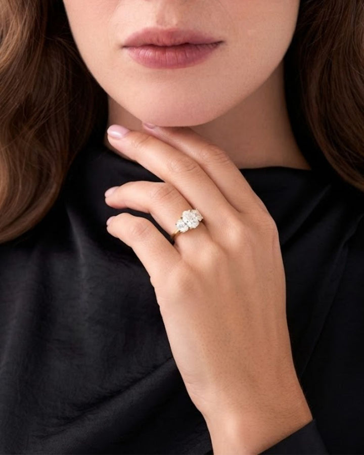 Oval Three Stone Diamond Engagement Ring