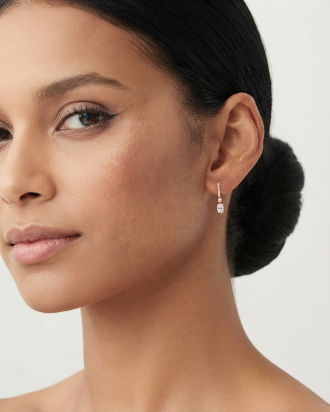 Oval and Round Lab Grown Diamond Drop Earrings