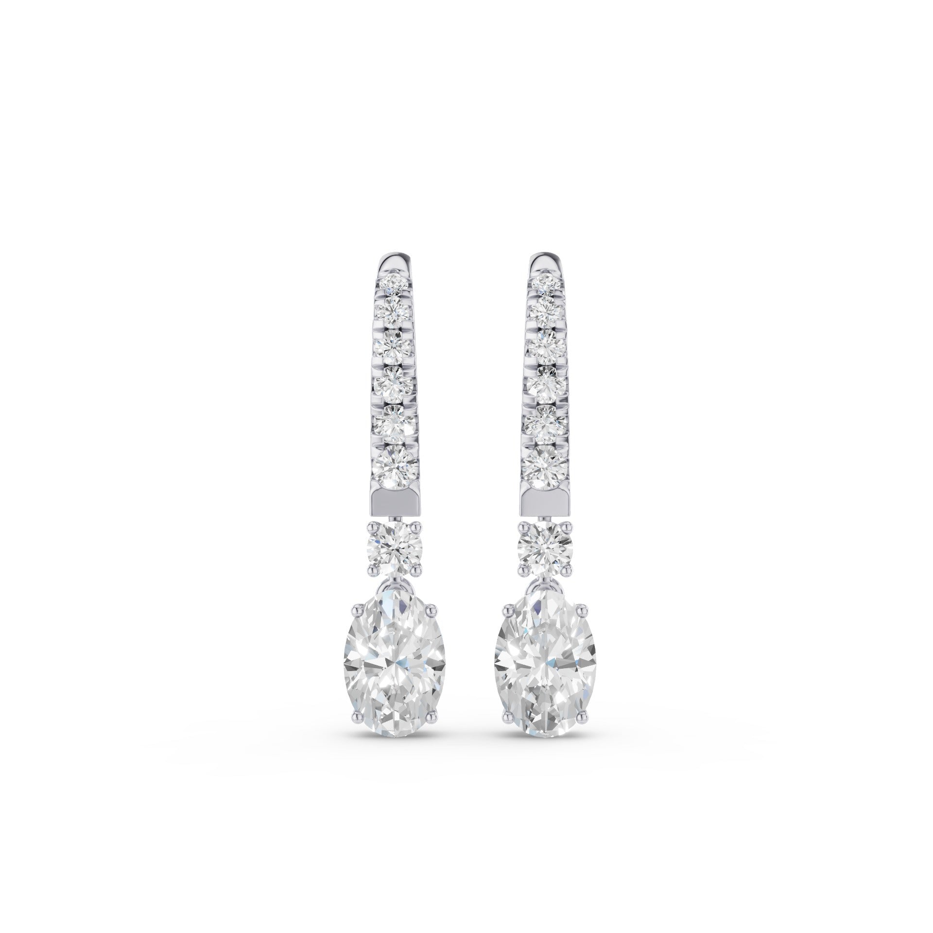 Oval and Round Lab Grown Diamond Drop Earrings