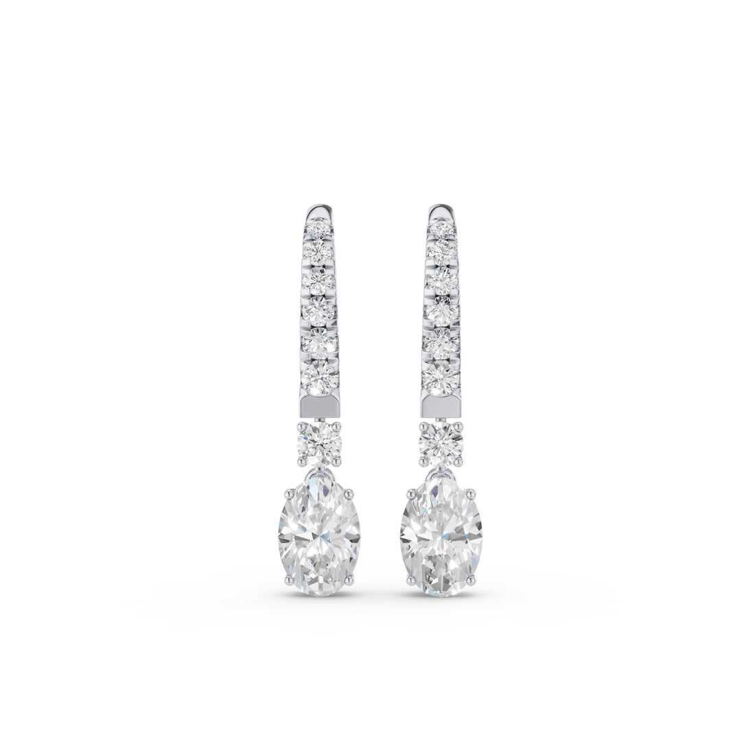 Oval and Round Lab Grown Diamond Drop Earrings