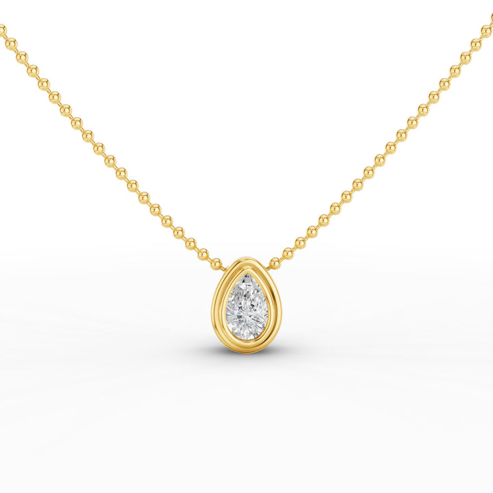 Pear Shape Bezel Set Beaded Necklace