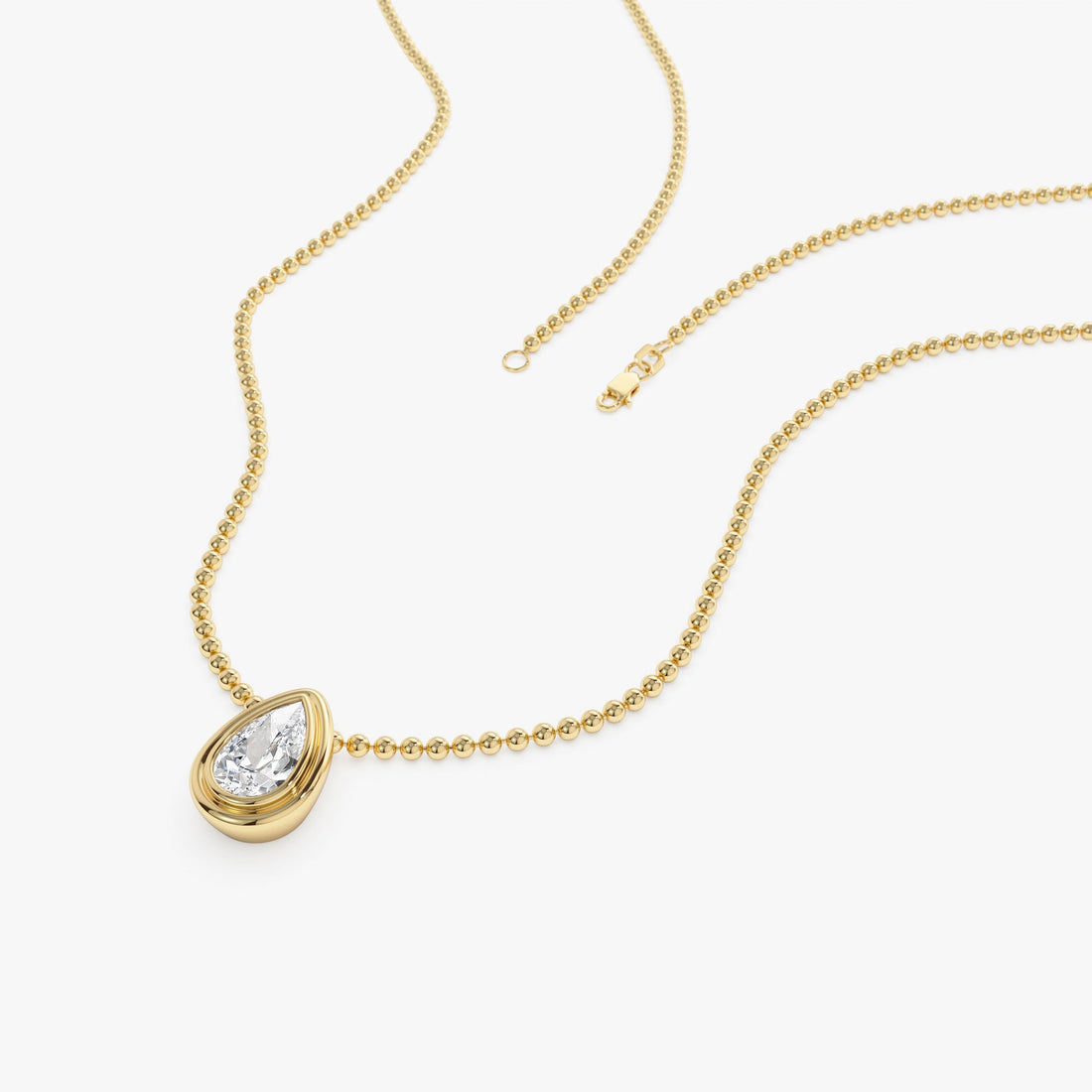 Pear Shape Bezel Set Beaded Necklace