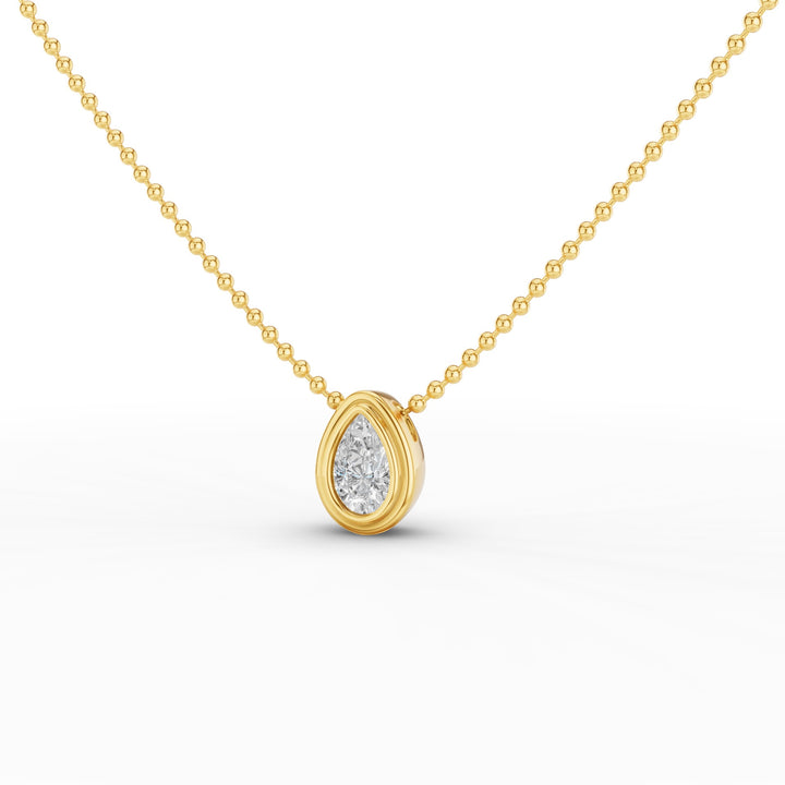 Pear Shape Bezel Set Beaded Necklace