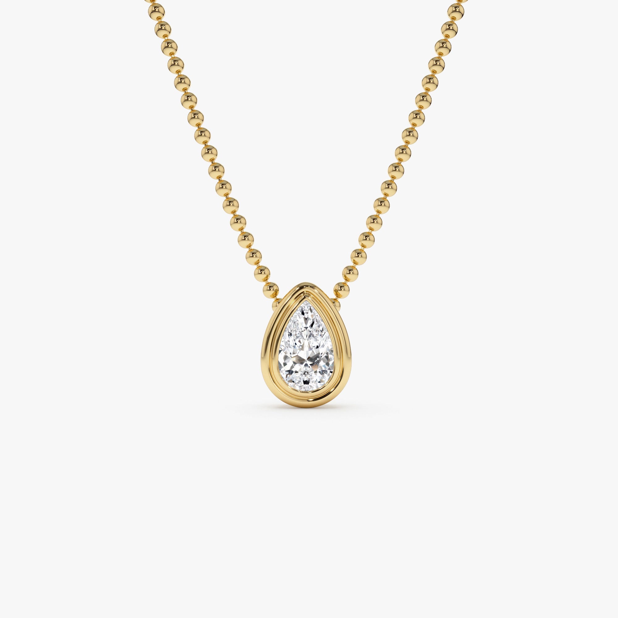 Pear Shape Bezel Set Beaded Necklace