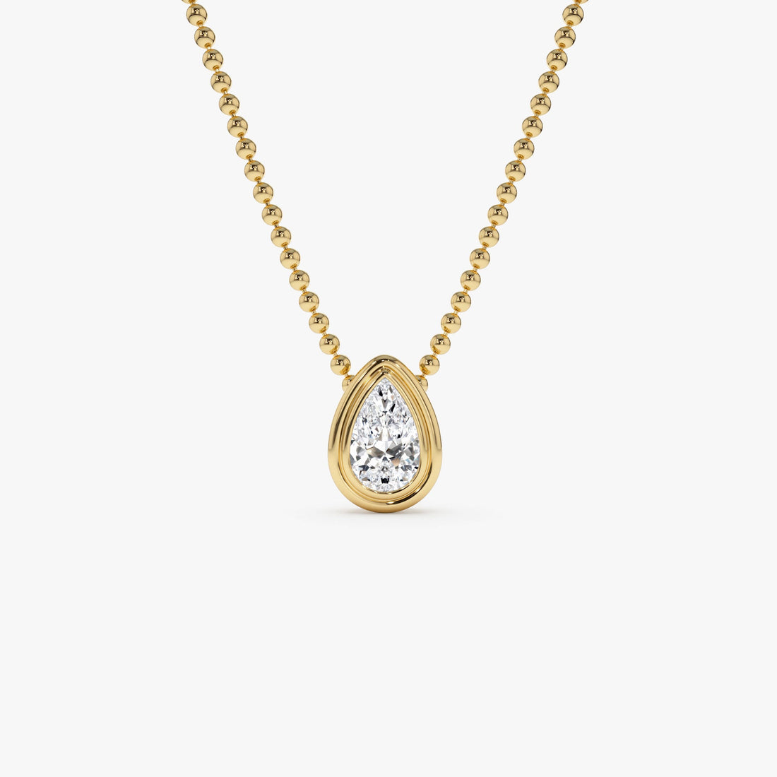 Pear Shape Bezel Set Beaded Necklace