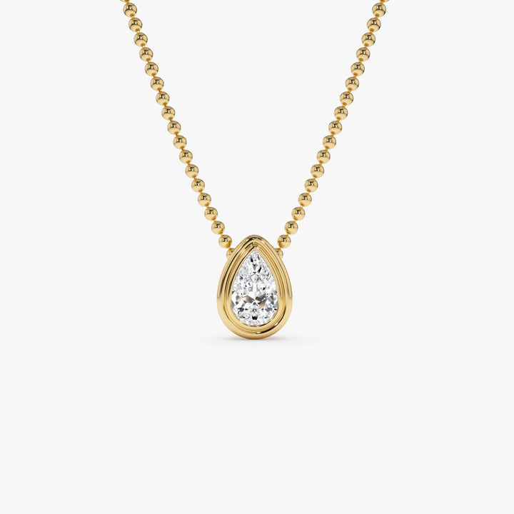 Pear Shape Bezel Set Beaded Necklace