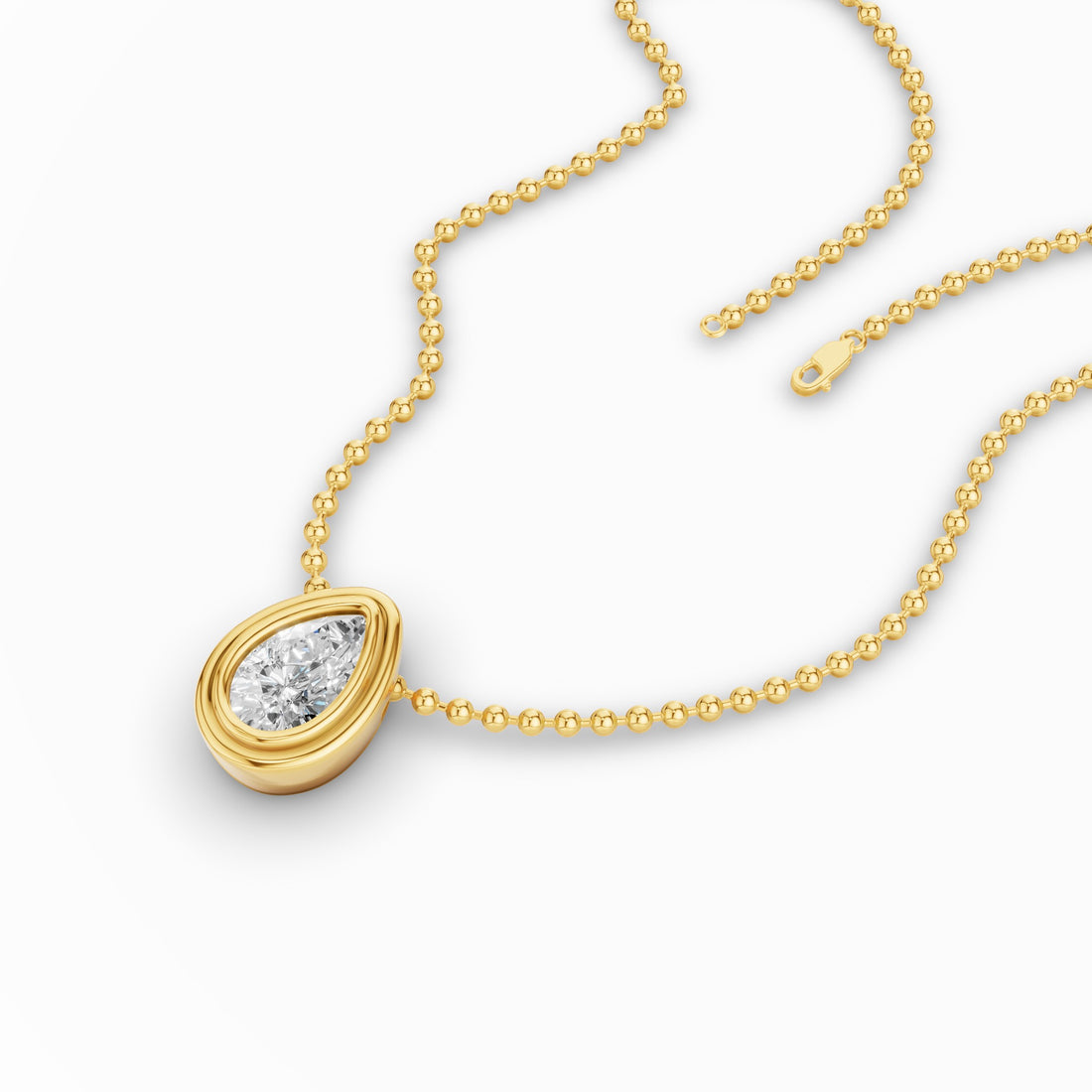 Pear Shape Bezel Set Beaded Necklace