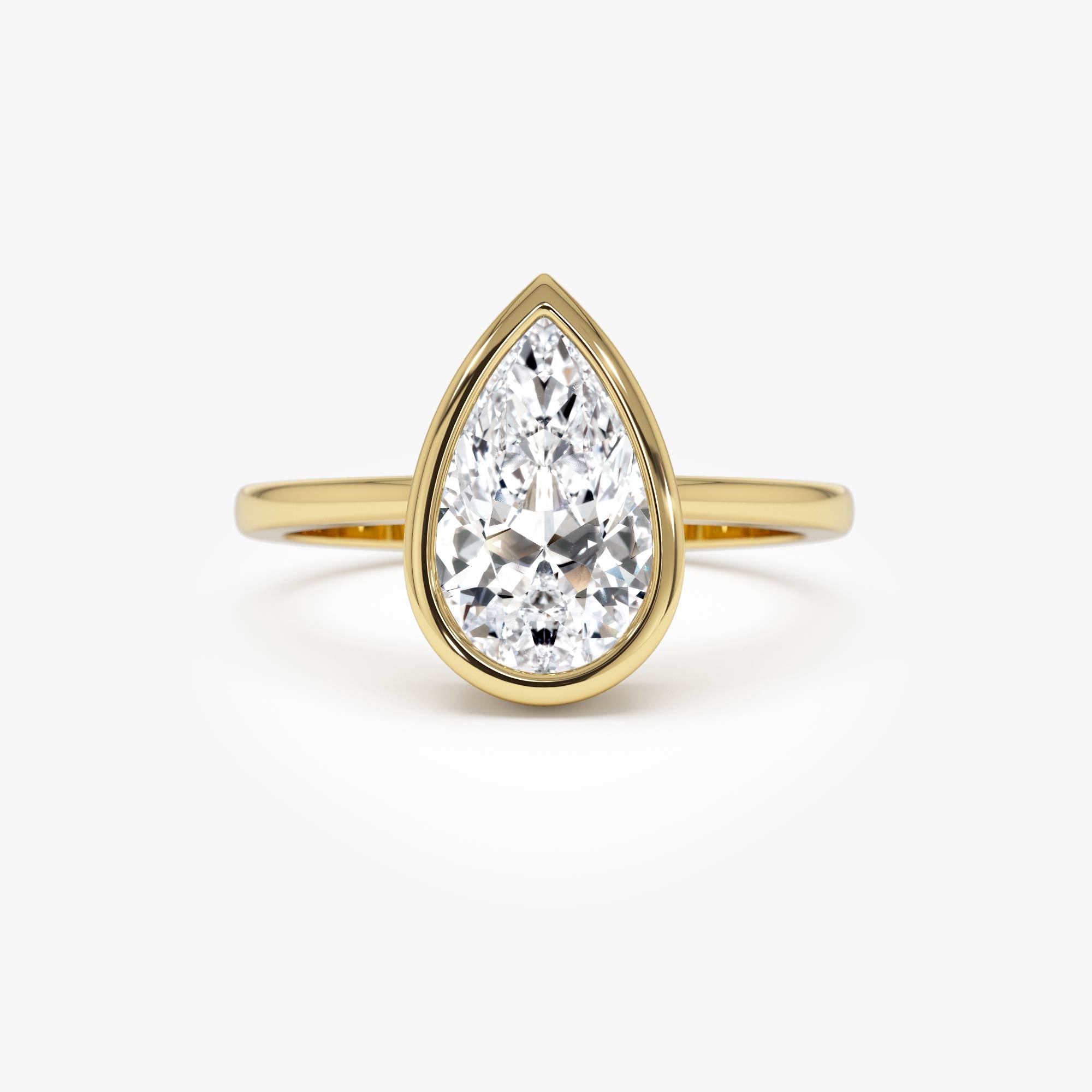 Pear Shape Bezel Setting Lab Grown Diamond Engagement Ring