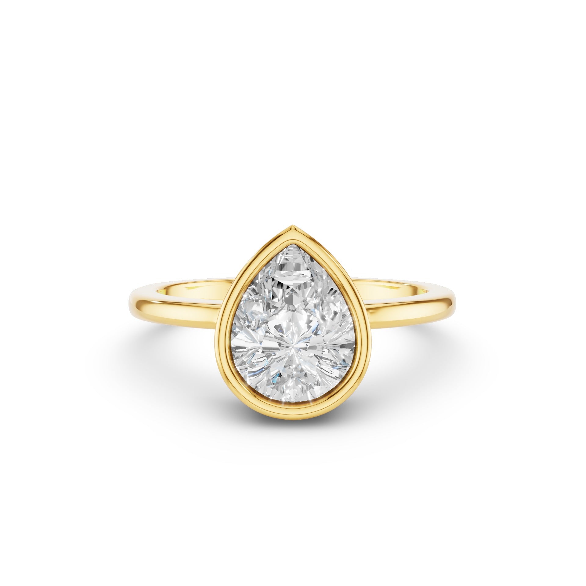 Pear Shape Bezel Setting Lab Grown Diamond Engagement Ring
