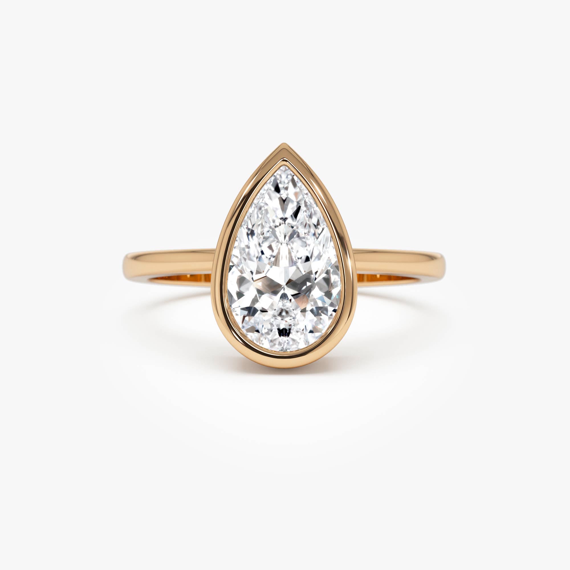 Pear Shape Bezel Setting Lab Grown Diamond Engagement Ring