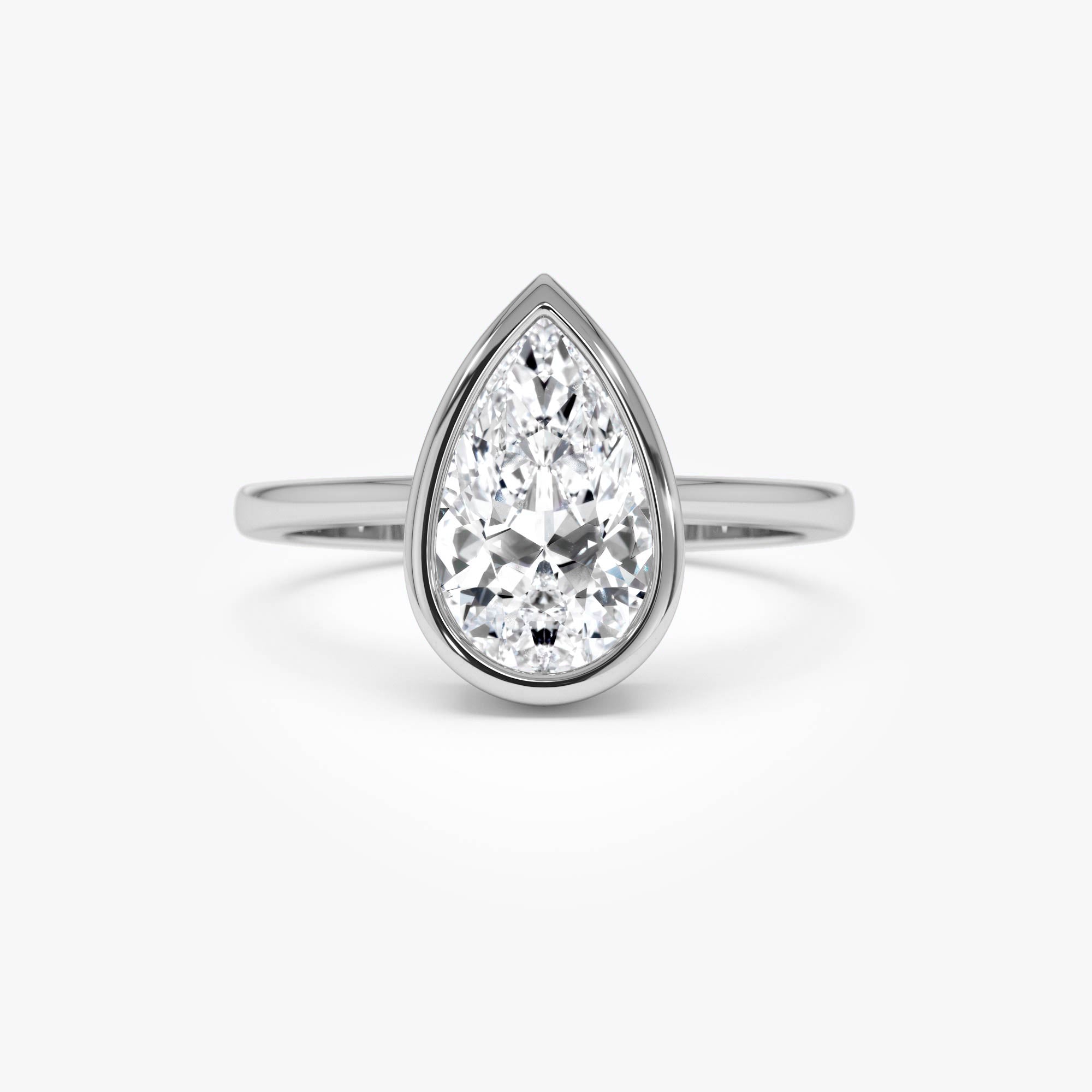Pear Shape Bezel Setting Lab Grown Diamond Engagement Ring